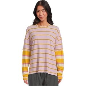Free People Nina Stripe Long Sleeve Striped Top In Lilac Combo Size Large NWT